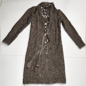 Etcetera open front mesh lace cardigan/duster size 0 Grey/Green color